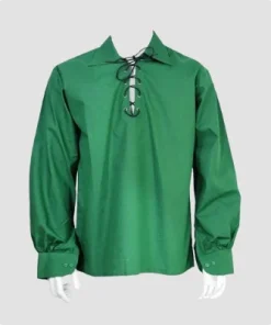 Handmade Green Jacobite Ghillie Kilt Shirt