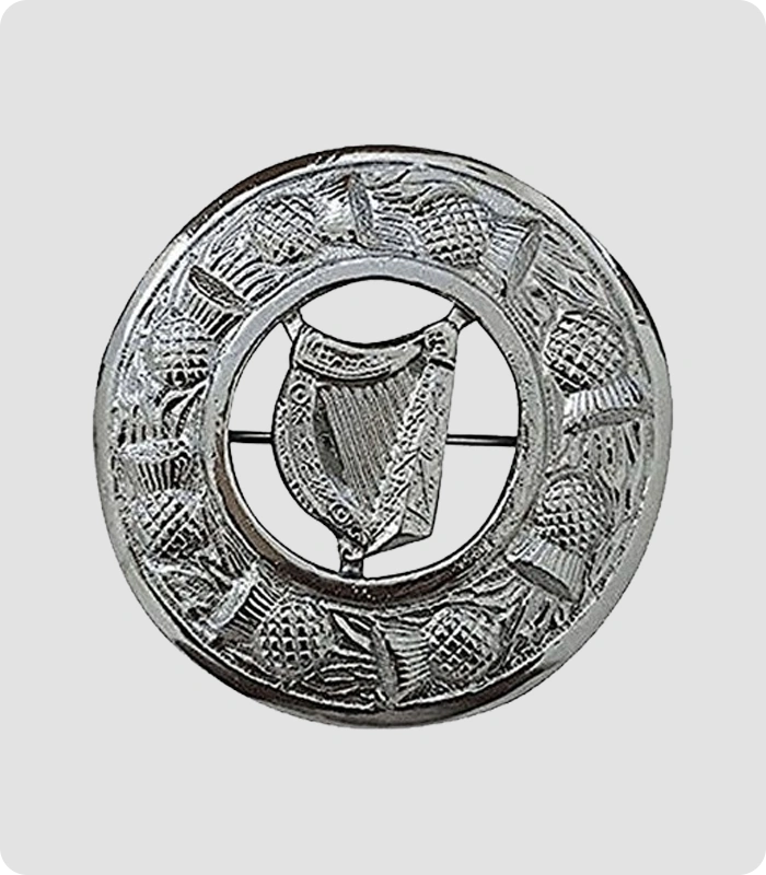 Handmade Irish Harp Kilt Brooch