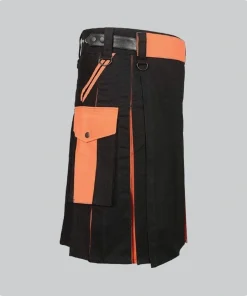 Premium Quality Black And Orange Utility Kilt