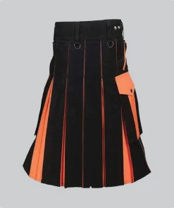 Premium Quality Black And Orange Utility Kilt Back
