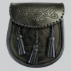 Premium Quality Black Celtic Embossed Leather Sporran