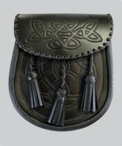 Premium Quality Black Celtic Embossed Leather Sporran