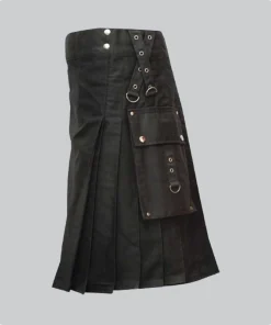 Premium Quality Black Utility Kilt With Pocket