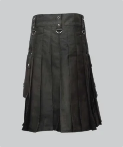 Premium Quality Black Utility Kilt With Pocket Back