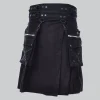 Premium Quality Black Utility Kilt With Pockets