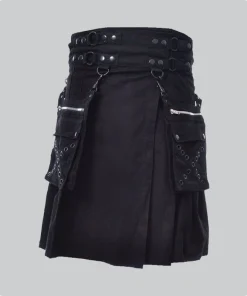 Premium Quality Black Utility Kilt With Pockets