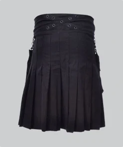 Premium Quality Black Utility Kilt With Pockets Back