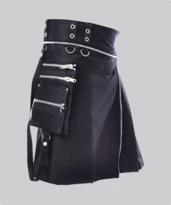 Premium Quality Black Utility Kilt With Pockets style