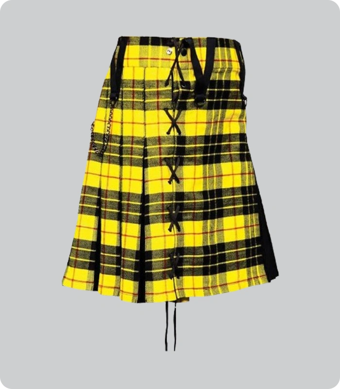 Premium Quality Black and Yellow Utility Kilt Left Side