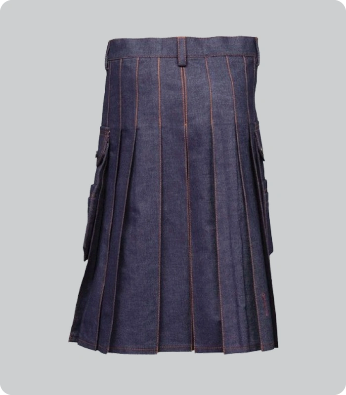 Premium Quality Blue Denim Kilt Back
